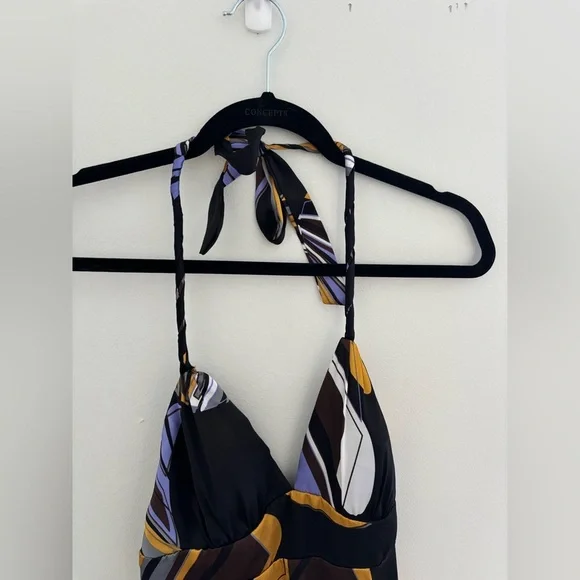 Vintage Satin Multi Colour Patterned Dress - Picture 6 of 10